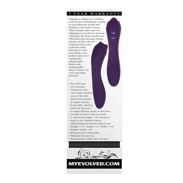 Close-up of Evolved Thorny Rose Dual-End Vibrator and Stimulator in packaging