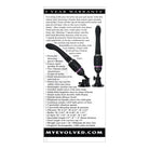 Close up of Evolved Thrust & Go Travel Size Sex Machine black and white advertisement