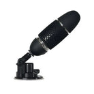 Microphone on white with Evolved Thrust & Go Travel Size Sex Machine - sleek and powerful