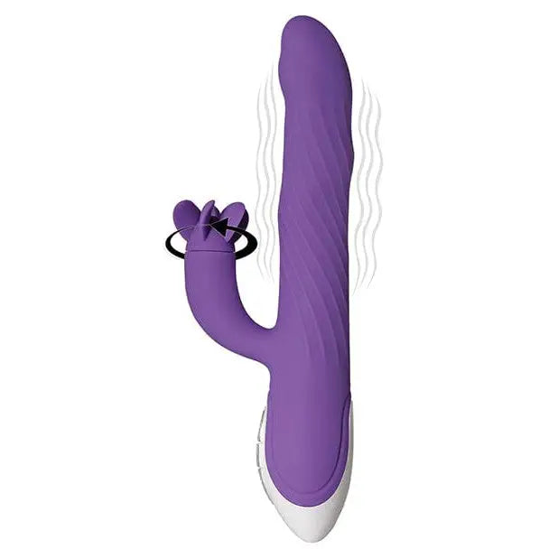 Evolved Tilt O Whirl Rabbit Vibrator with Spinning Clitoral Stimulator in purple