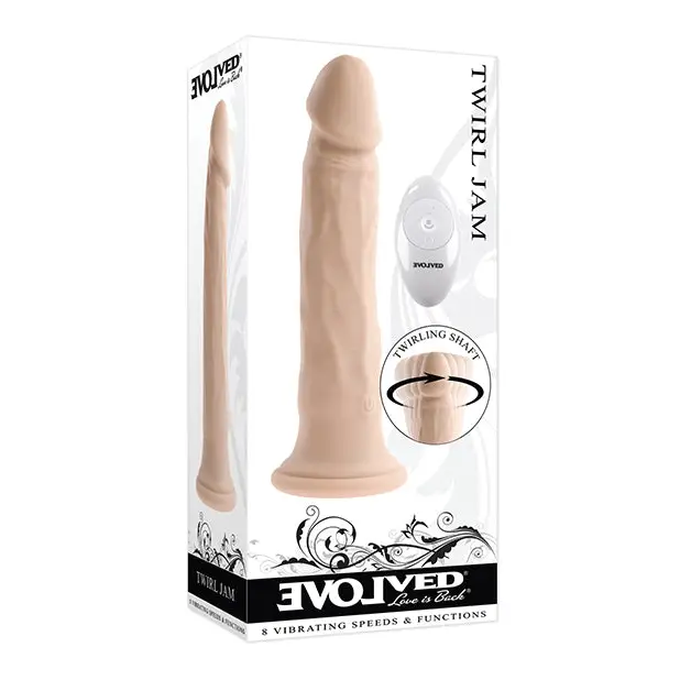 Evolved ’Twirl Jam’ Rechargeable Remote-Controlled Vibrating Twirling 9 in. Silicone Vibrator - Vanilla - Realistic