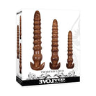 Evolved Twisted Love Set: 3 wooden spiral-shaped, flared base butt plugs