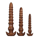 Evolved Twisted Love Plug Set: Three Wooden Anal Plugs with Ridged Shafts and Flared Bases