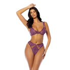 Evrice Lace and Mesh Underwire Bra w/Thong - Purple - L/XL - Lingerie - Hanging