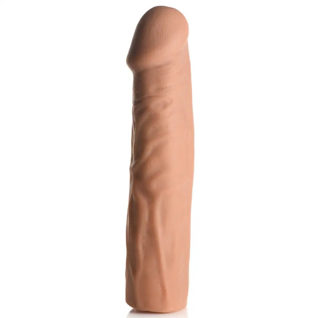 Body safe extra long 3 inch penis extension with realistic flesh-colored anatomical details