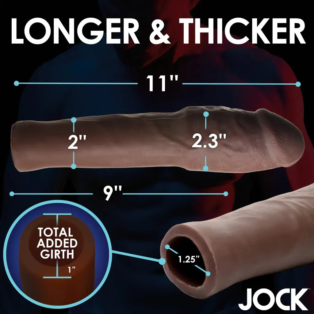 Extra Thick 2 Inch Penis Extension with labeled dimensions for enhancing girth and length