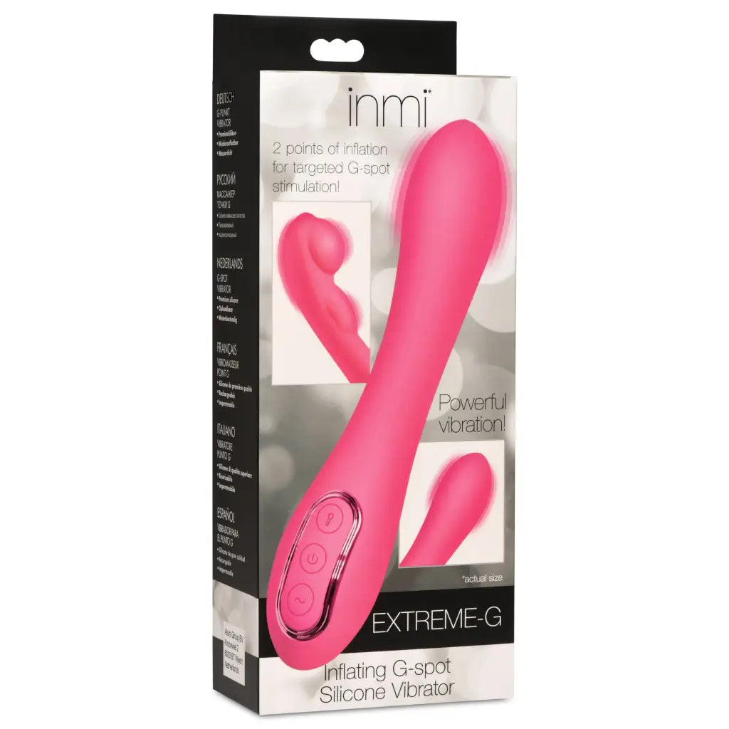 Extreme-G Inflating G-spot Silicone Vibrator - Pink - Plain Vibrator