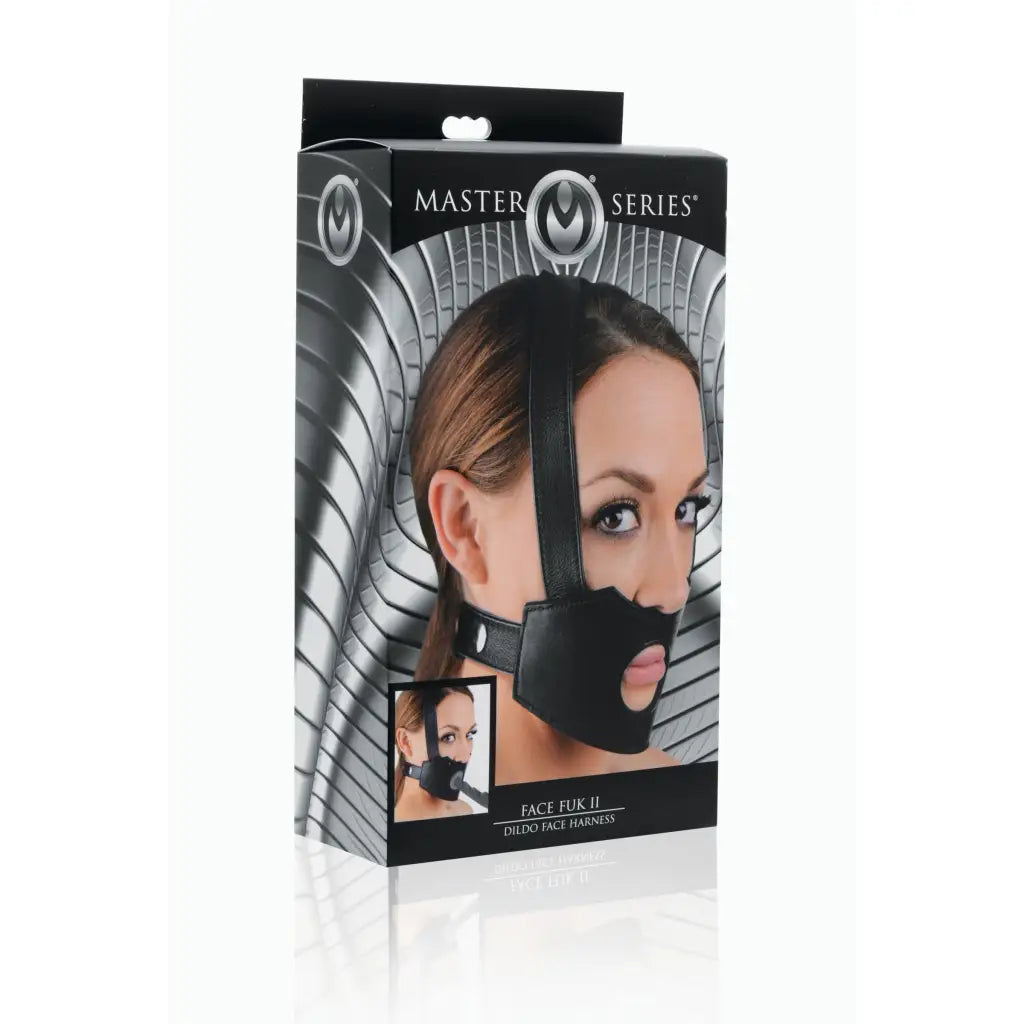 Master of the Mask displayed with Face Fuk II Dildo Face Harness for intense pleasure