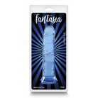 Blue plastic water bottle with ’Fatsa’ text beside Fantasia Upper 6.5 in. jelly dildo blue