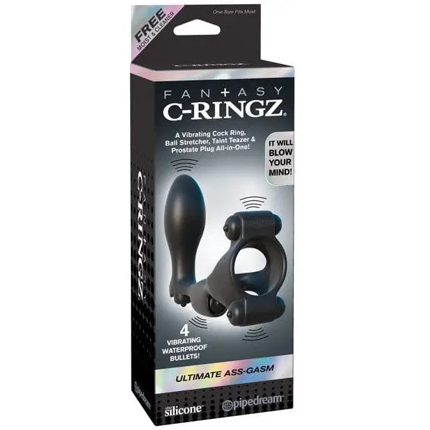 Fantasy C Ringz Ultimate Ass Gasm - Black vibrating cock ring with multiple attachments