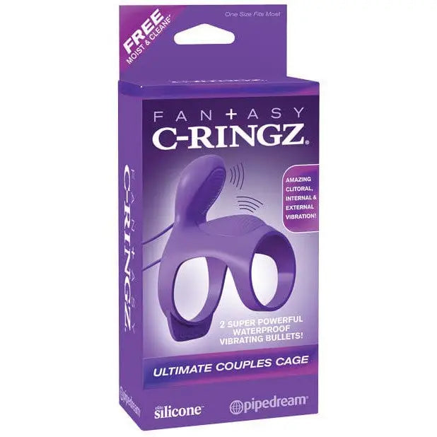 Fantasy C Ringz Ultimate Couples Cage - Purple silicone couples device with dual vibrations