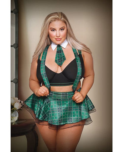 Fantasy Lingerie Costumes XL / 2XL Play Slither In Your Dm's School Girl Green Plaid at the Haus of Shag