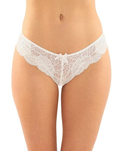 Fantasy Lingerie Crotchless Panty White / Large/Extra Large Poppy Crotchless Floral Lace Panty at the Haus of Shag