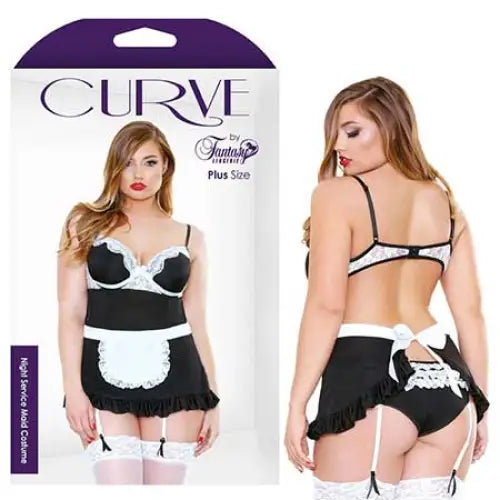 Fantasy Lingerie Curve Night Service Maid Costume - Plus Size Black and White Maid-Inspired Design