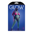 Fantasy Lingerie Glow Come Alive 3-Piece Bralette, G-String & Suspender Stockings Set Neon