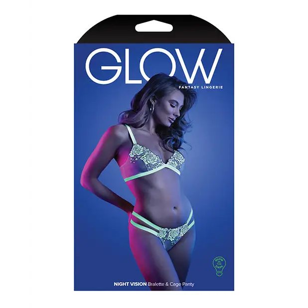 Packaging for Fantasy Lingerie Glow Night Vision Glow-In-The-Dark Lace Bralette & Panty White