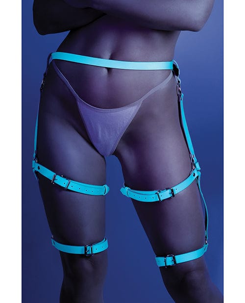 Fantasy Lingerie Harness One Size Fits Most / Blue Glow 'Buckle Up' Glow In The Dark Leg Harness by Fantasy Lingerie at the Haus of Shag