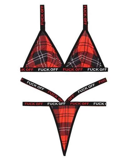 Fantasy Lingerie Lingerie Set Vibes Fuck Off Bralette and Thong Plaid at the Haus of Shag