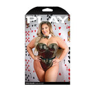 Fantasy Lingerie Play High Roller Costume Sequined Bodysuit With Molded Cups Snap Closure & Bowtie Collar Gold XL/2XL