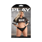 Fantasy Lingerie Play Real MVP Cropped Jersey Top & Lace Up Panty Costume 1XL/2XL - Costumes