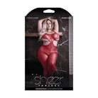 Fantasy Lingerie Sheer Unforgettable Cut-out Bodystocking Red Queen Size - Bodystocking