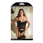 Fantasy Lingerie Tease Parker Gartered Lace Bustier & Panty Black 3XL/4XL packaging