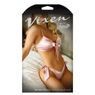 Fantasy Lingerie Vixen Girl Like You Satin Tie-Front Top & Matching Side-Tie Panty Light Pink L/XL - Lingerie Set