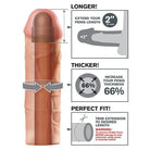 Fantasy X-tensions Mega: Flesh-colored silicone penis extension device with key features