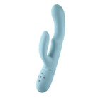 Light blue Femme Funn Balai massager with curved prongs and control buttons