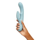 Pale blue Femme Funn Balai silicone massager with two curved prongs