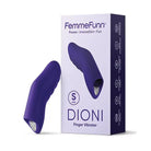 Close up of Femme Funn DIONI wearable finger vibe in box on white background