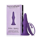 Close-up of Femme Funn PYRA Ribbed Vibrating Butt Plug with packaging