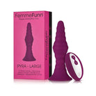 Close-up of Femme Funn PYRA Ribbed Vibrating Butt Plug with box