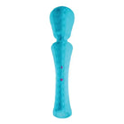 Close-up of Femme Funn Ultra Wand Xl: blue vase with pink flower