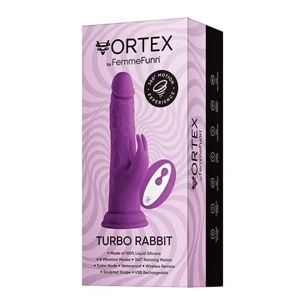 Box of the Orbex Turbo Rabbit in purple from the Femme Funn wireless turbo rabbit collection