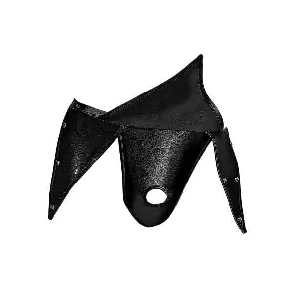 Fetish Eros Black Studded leather shoulder armor with angular shapes and rivets