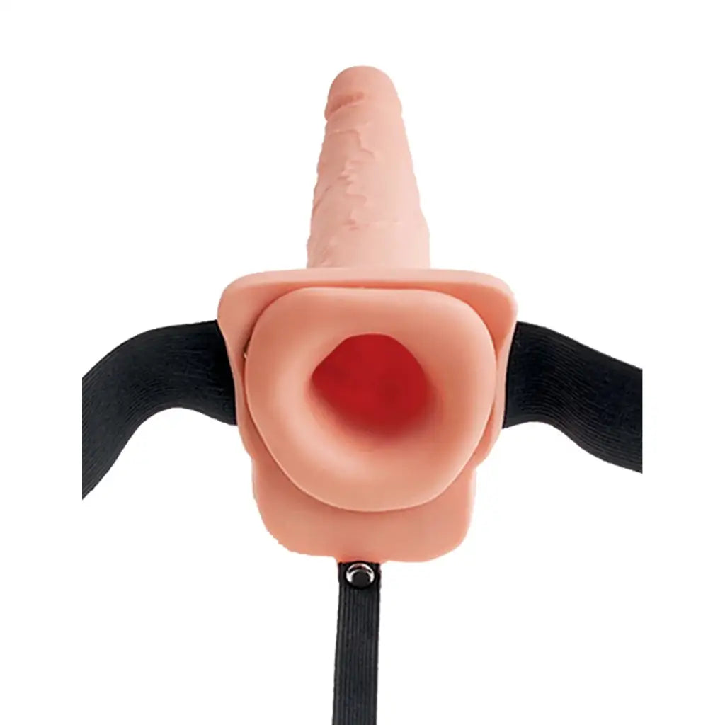 Fetish Fantasy 9" Hollow Squirting Strap On with Balls.