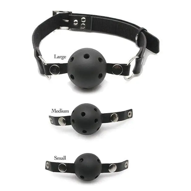 Fetish Fantasy Series Ball Gag Training Kit with three different sizes and black leather straps