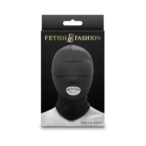 Fetish&Fashion Mouth Hood Black - Full-face hood with mouth opening for unique style and comfort