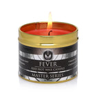 Fever Hot Wax Candle - Red in a gold and black container labeled ’Fever’ by Master Series