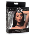 Fierce Vixen Leather Choker with Rhinestones from Master Series - Packaged and Ready