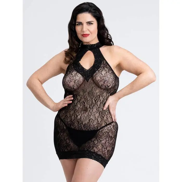 Fifty Shades Captivate Plus Size Black Lace Spanking Mini Dress O/s Queen - Dress