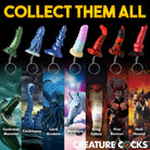 Collection of colorful, fantasy-themed Fire Demon Mini Dildo Key Chain novelties