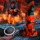 Fire Demon Mini Dildo Key Chain in red and black - Unique demon mini dildo key accessory