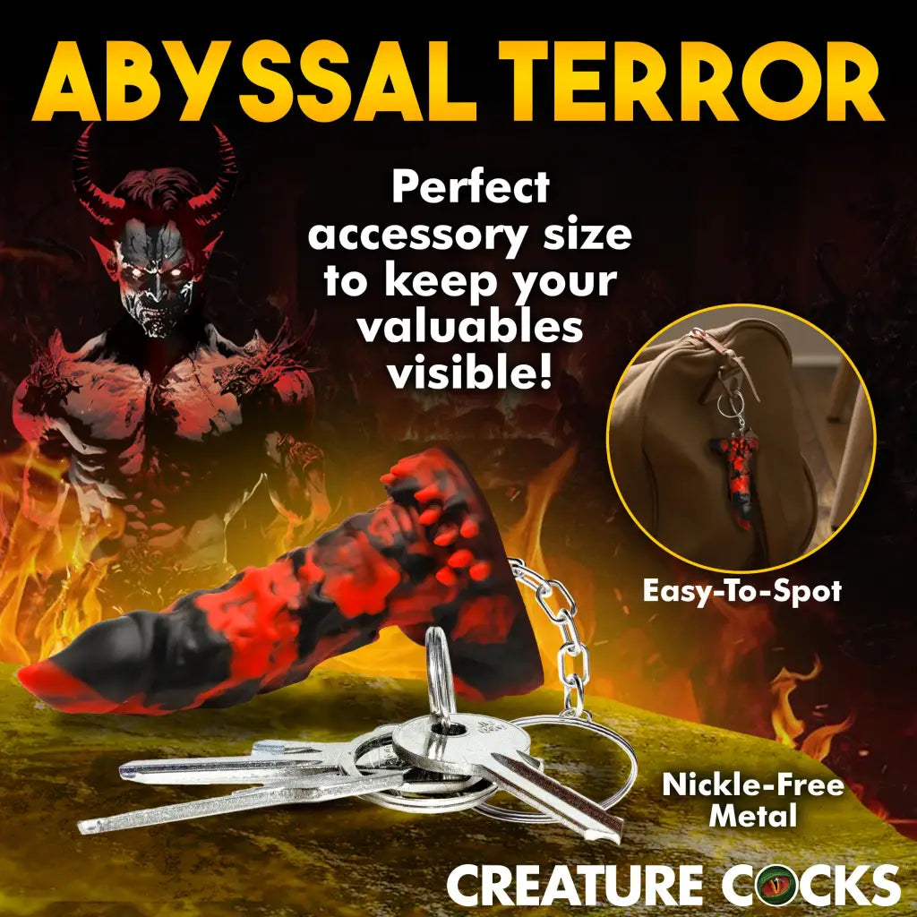 Fire Demon Mini Dildo Key Chain: Red and Black Demon Claw Keychain Accessory