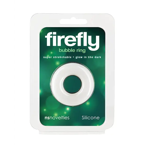 Firefly Glow in the Dark Bubble Cock Ring - White - Small - Penis Enhancement