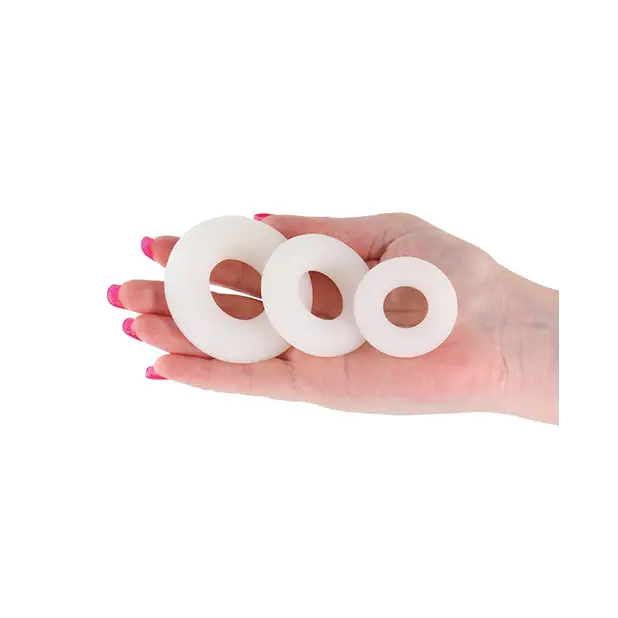 Firefly Glow in the Dark Bubble Cock Rings - White Pack of 3 - Penis Enhancement