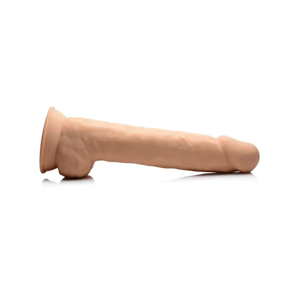 Fleshstixxx 10in silicone dildo with balls, realistic flesh-colored adult toy