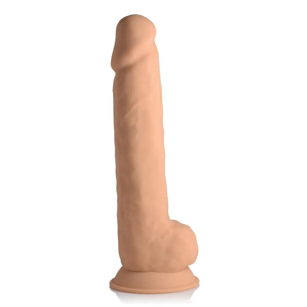 FleshStixxx 10in Silicone Dildo with Balls, flesh-colored and suction cup base