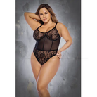 Floral Lace & Mesh Underwire Bodysuit W/lace Up Back Black - 3x/4x - Bodysuit